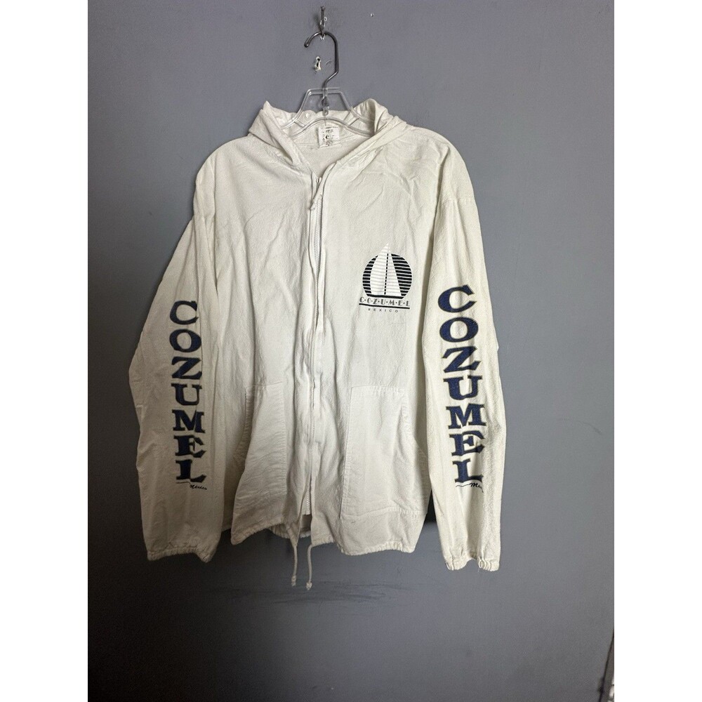 Vintage Laguna Beach Cozumel Mexico Windbreaker Jacket L White